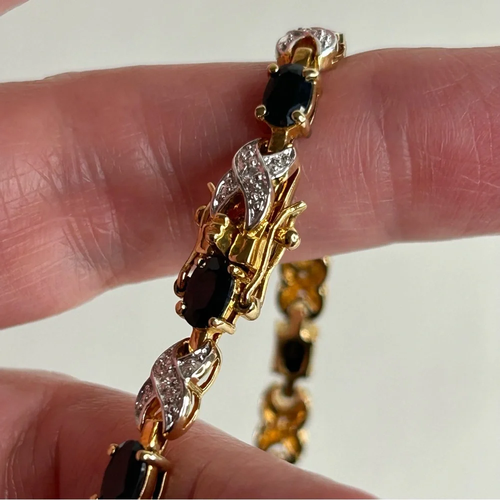 Gold Tone XO Bracelet Simulated Sapphire Tennis Fashion Jewelry September Birth